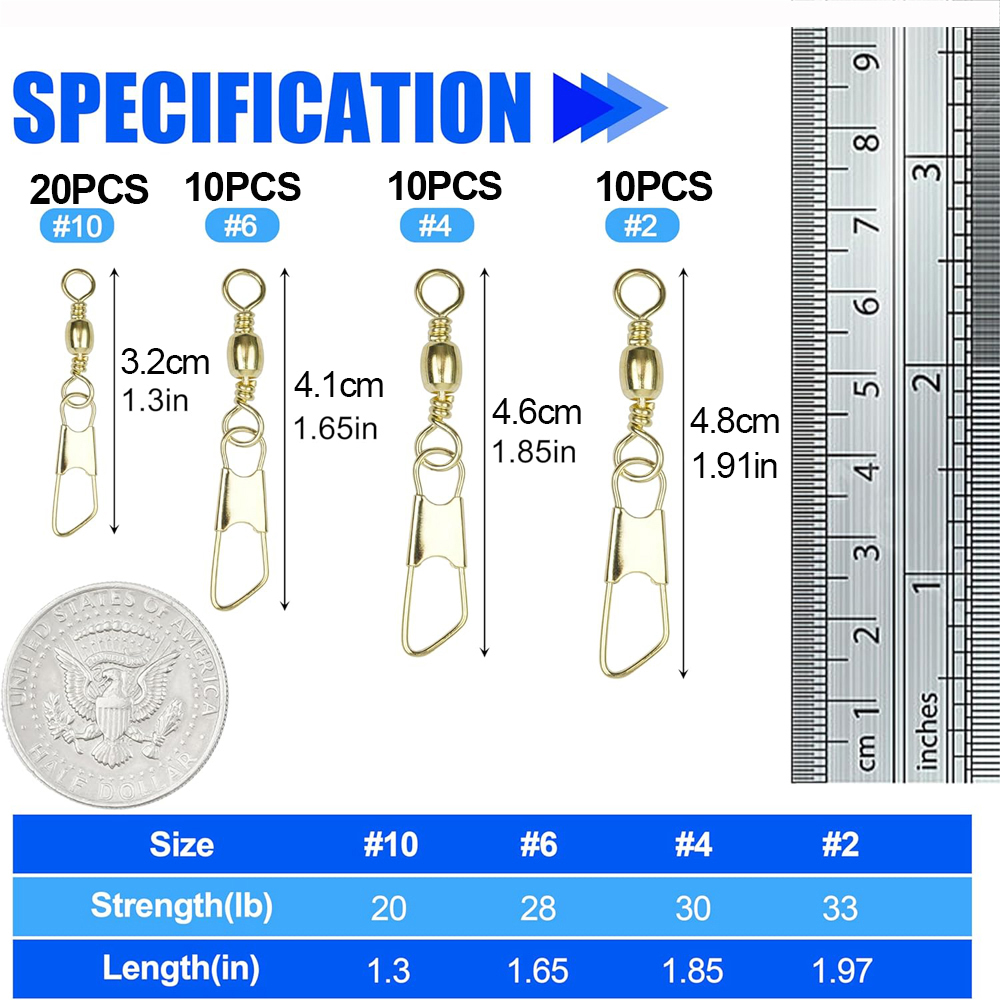 50Pcs Gold Fishing Barrel Swiv - Fishing Lure Accessories review and price