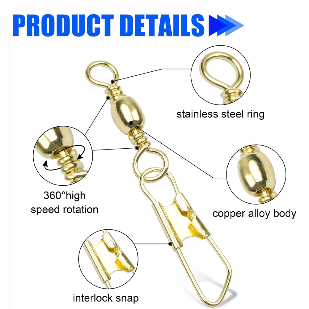 50Pcs Gold Fishing Barrel Swiv - Fishing Lure Accessories review and price